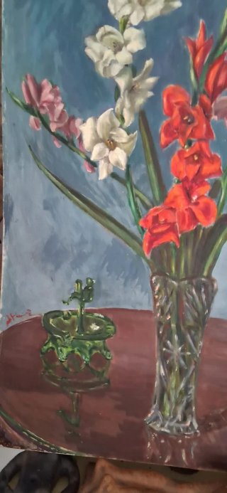 Antigua pintura óleo sobre cartón firmado
