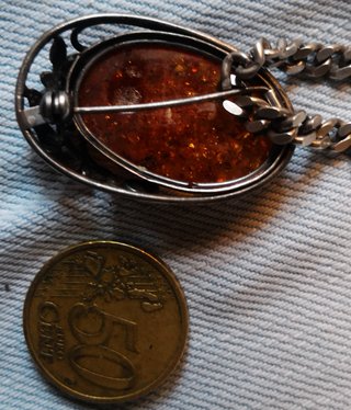 Pendente vintage ambra baltica e catena argento
