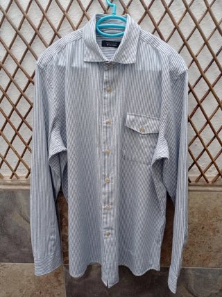 Camisa Cortefiel Rayas Azul y Blanco Hombre