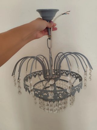 Lámpara lágrimas vintage años 70 pintada en gris