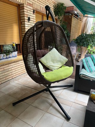 Silla Huevo Colgante Mimbre Marrón