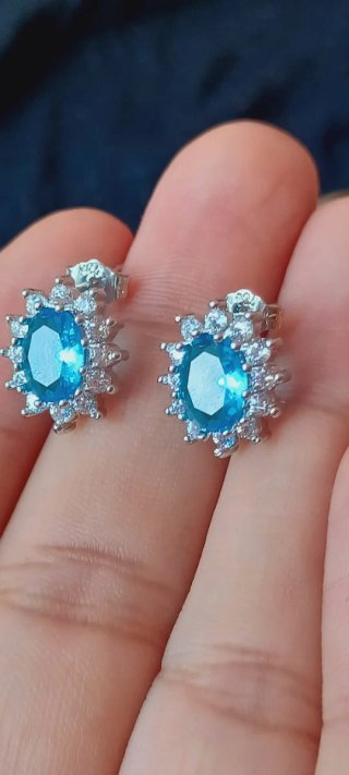 Orecchini Argento Pietra Azzurra