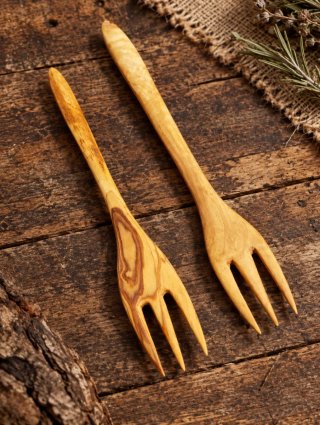 Tenedores de madera de olivo (2 unidades)
