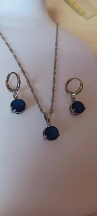 Set Collana e Orecchini Blu Argento