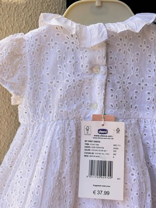 Vestido Chicco branco novo tam 6m