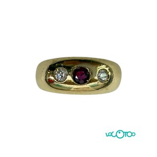 Anillo oro 18k con rubí y diamantes