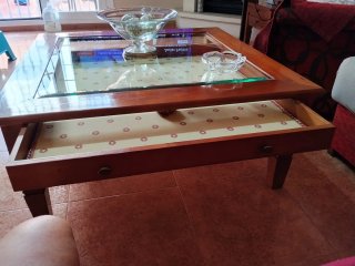 Mesa de centro madera maciza 1m