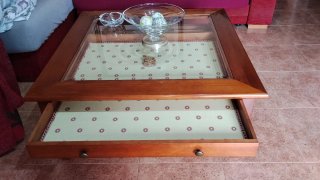 Mesa de centro madera maciza 1m