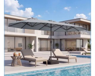 Sombrilla Doble Rectangular con Base Manivela