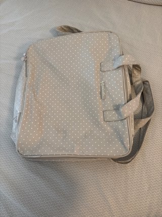 Maleta bebé/hospital beige lunares blancos