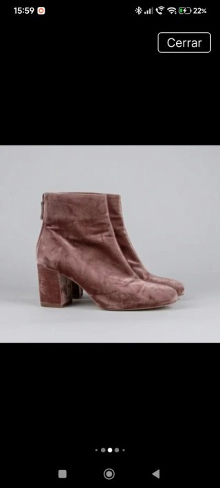 Botines de terciopelo rosa/marrón