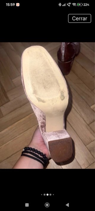 Botines de terciopelo rosa/marrón