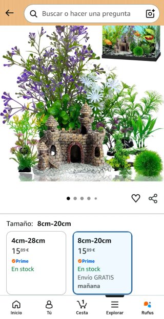 Acuario 40L con decoración y accesorios