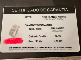 Sortija Oro Blanco 18Kts y 100 Diamantes 1CT