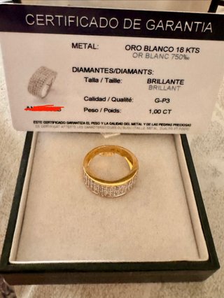 Sortija Oro Blanco 18Kts y 100 Diamantes 1CT