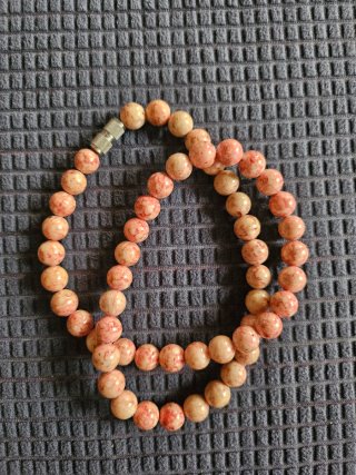 Collana perle beige e rosa