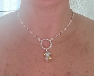 Collar con Aro y Oso en plata "Tous"