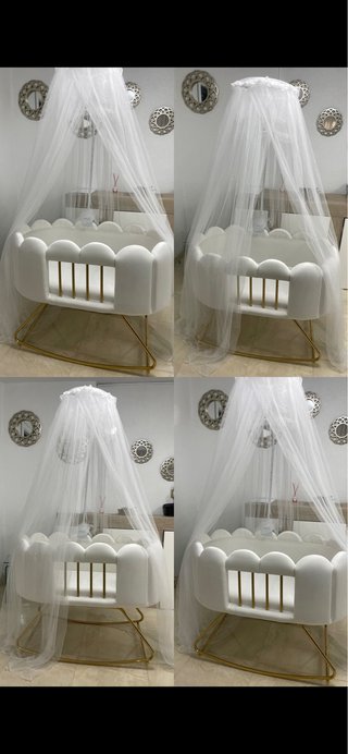 Mini Cuna Bebé Blanca con Mosquitera