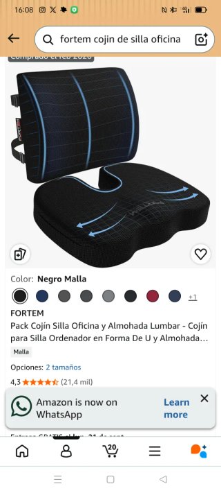 Cojín Silla Oficina y Almohada Lumbar Fortem