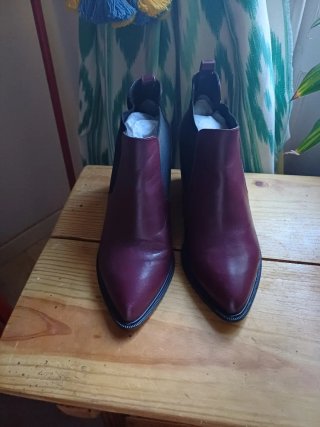 Botines Clergerie granate piel