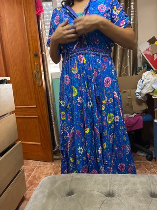 Vestido largo estampado floral azul