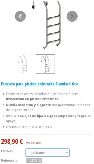 Gre 40272 - Escalera de Seguridad para Piscinas