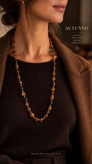 Collana gioiello vintage vetro ambrato