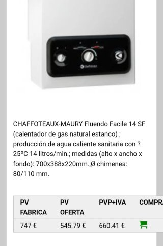 Calentador Chaffoteaux Fluendo Facile