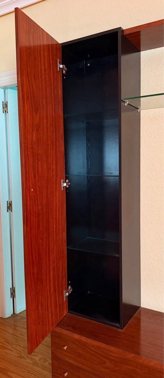Mueble TV salón madera y cristal