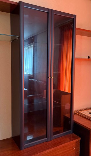 Mueble TV salón madera y cristal
