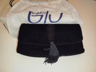 Pochette vintage Byblos Blu in velluto nero
