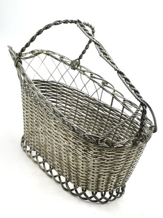 Portabotellas vintage de alambre plateado