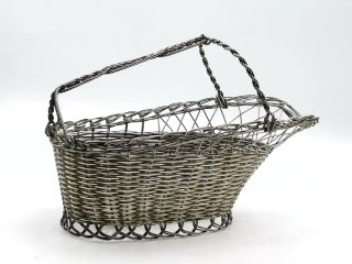 Portabotellas vintage de alambre plateado