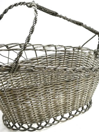 Portabotellas vintage de alambre plateado