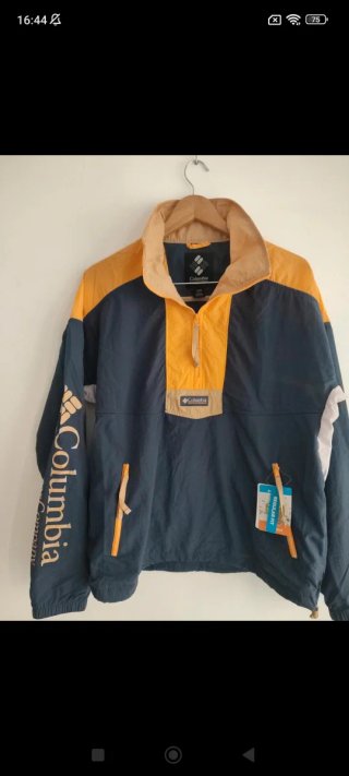 Cortavientos Columbia azul y amarillo