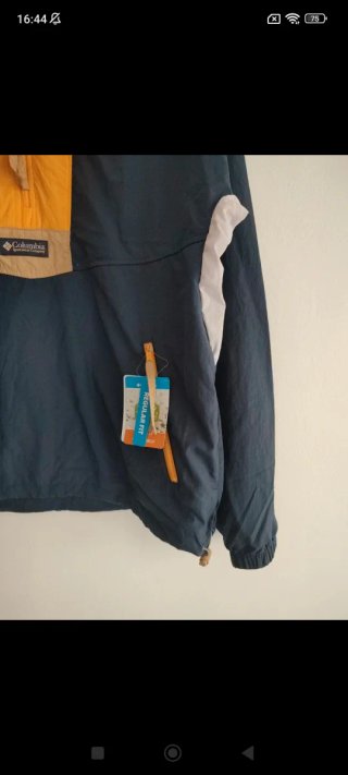 Cortavientos Columbia azul y amarillo