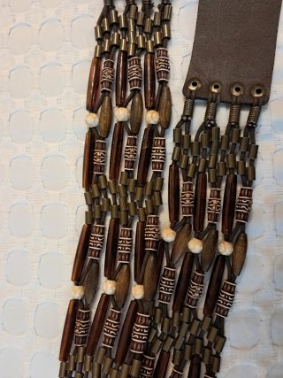 Cintura donna etnica in pelle marrone
