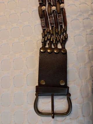 Cintura donna etnica in pelle marrone