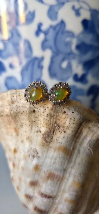 Pendientes de opalo de fuego plata