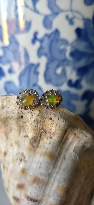 Pendientes de opalo de fuego plata