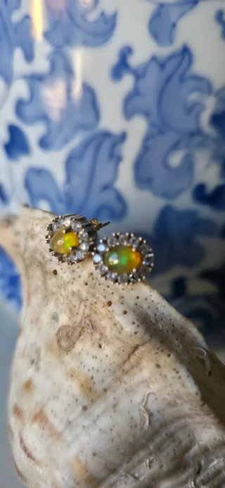 Pendientes de opalo de fuego plata