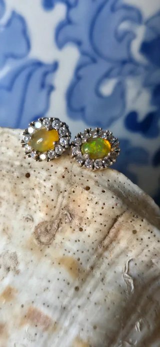 Pendientes de opalo de fuego plata