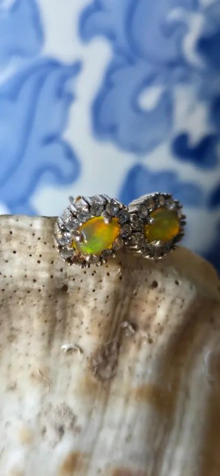 Pendientes de opalo de fuego plata