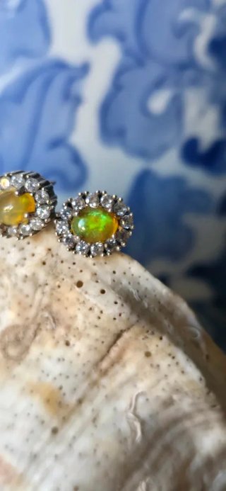Pendientes de opalo de fuego plata