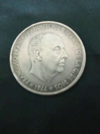 100 Pesetas Plata 1966 *66 Franco Moneda Colección