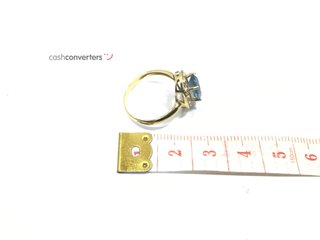 sortija oro 18k con piedra con aguamarina