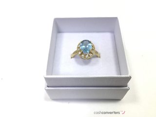sortija oro 18k con piedra con aguamarina