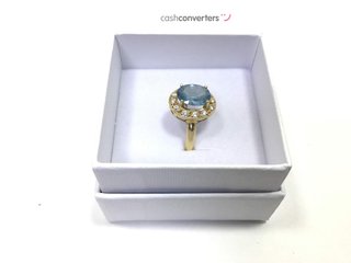 sortija oro 18k con piedra con aguamarina