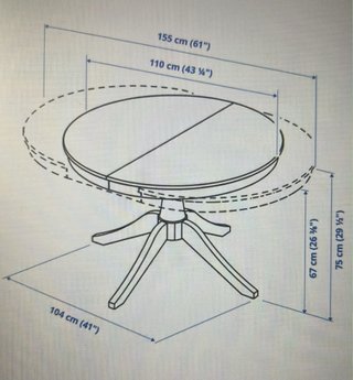 Mesa extensible redonda de comedor blanca