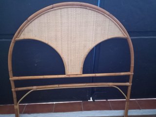 Cabecero de caña de bambú, colchon y somier 105 cm